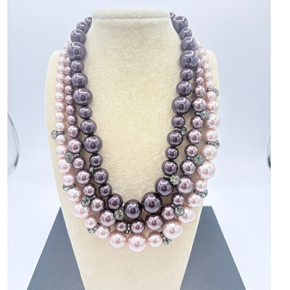 GIVENCHY Beaded Necklace Set 17–19" Multi‑Strand + 42" Long Layering Necklace